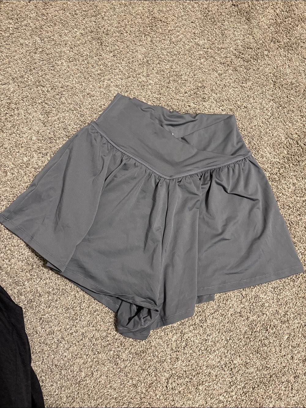 High-Waist Gray Active Skort Shorts with Built-In Liner